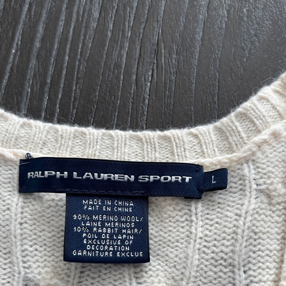 Ralph Lauren Ivory V-Neck Cable Knit Sweater - Picture 6 of 13